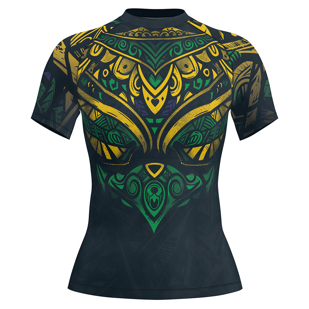 Rashninja Patriot Brazil Flag Women's Short Sleeve Rash Guard