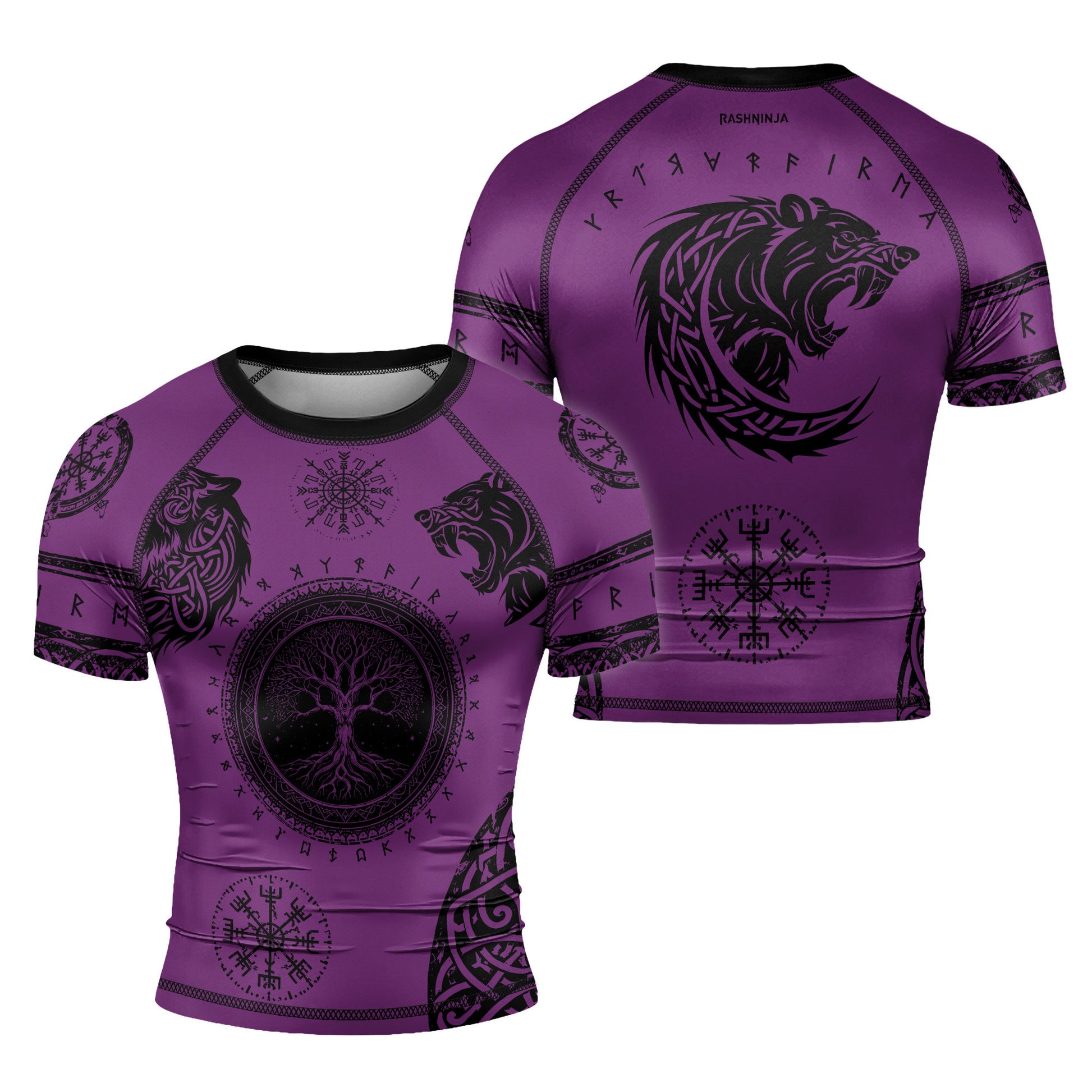 Rashninja Yggdrasil Bear Viking Men's Short Sleeve Rash Guard