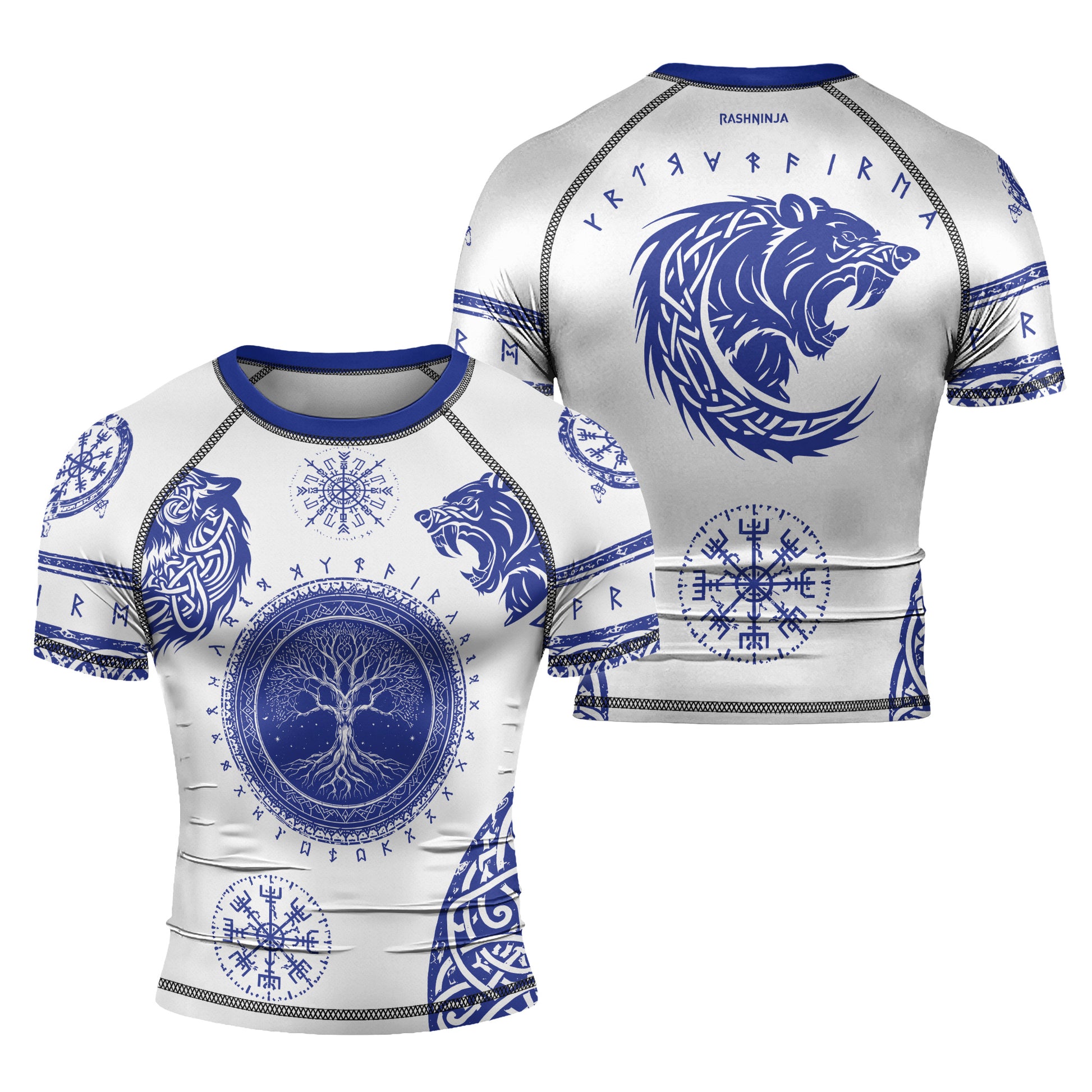 Rashninja Yggdrasil Bear Viking Men's Short Sleeve Rash Guard
