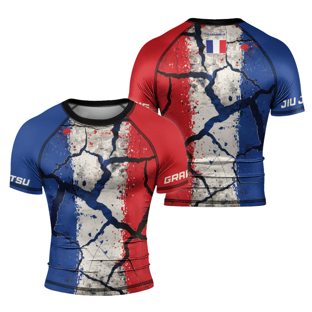 Rashninja Patriot France Flag Men's Short Sleeve Rash Guard