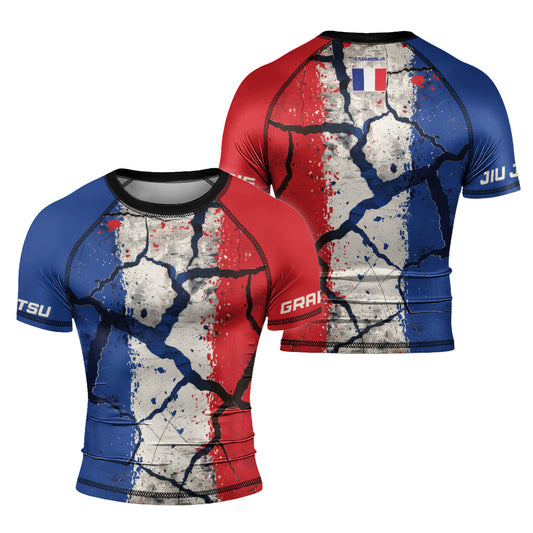 Rashninja Patriot France Flag Men's Short Sleeve Rash Guard