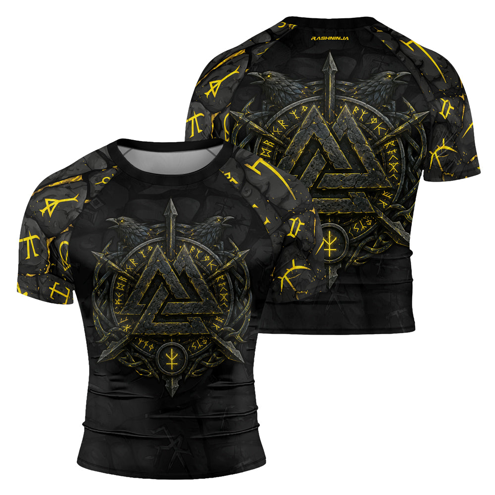 Rashninja Viking Raven Vegvisir Men's Short Sleeve Rash Guard