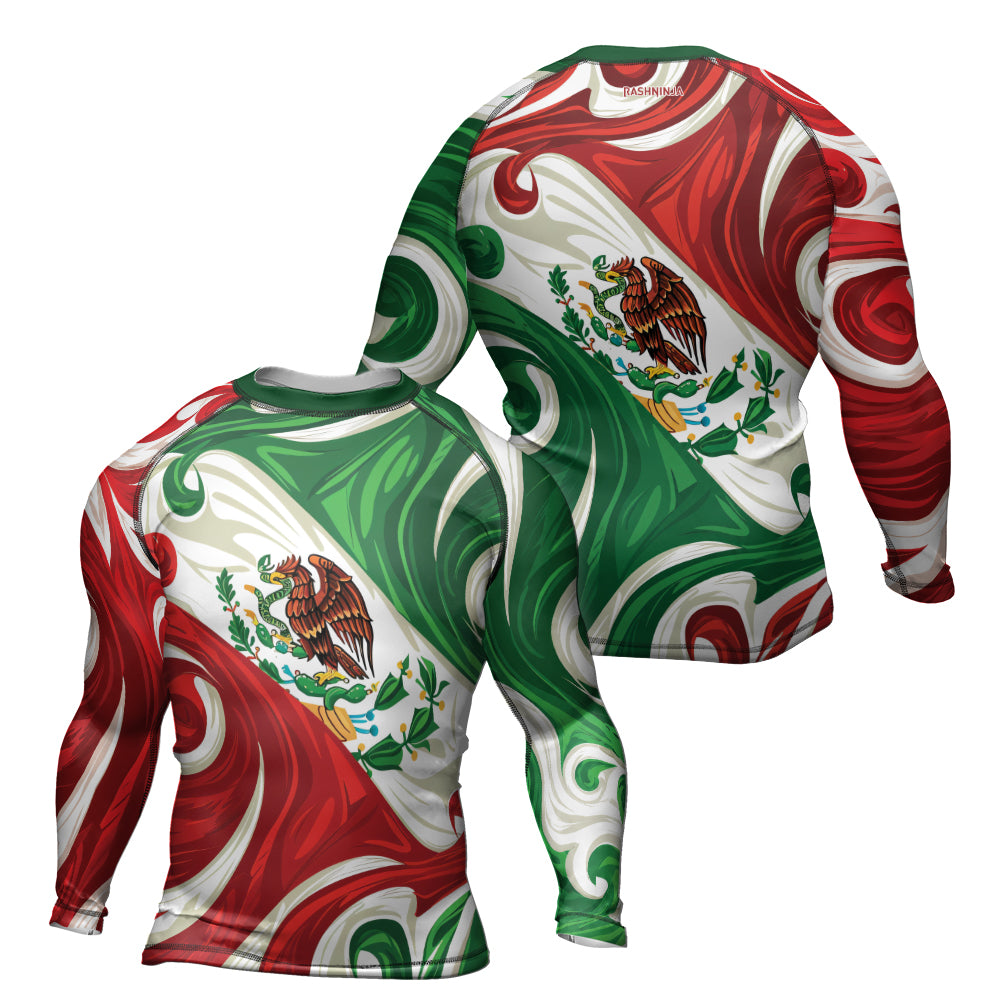 Rashninja Patriot Mexico Flag Men's Long Sleeve Rash Guard