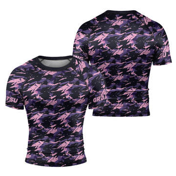 Rashninja Purple Camouflage Men's Short Sleeve Rash Guard