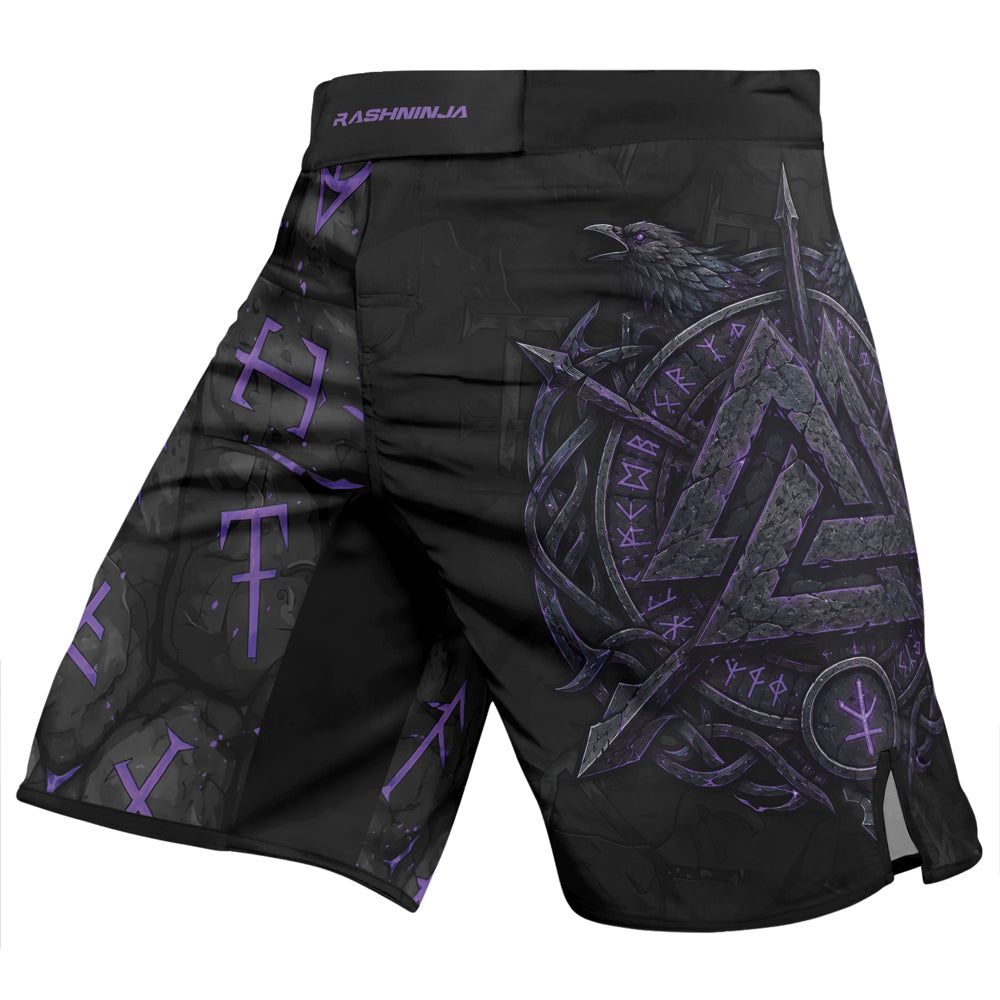 Rashninja Viking Raven Vegvisir Men's Fight Shorts