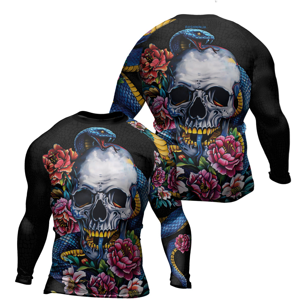 Rashninja Snake Dark Bloom Men's Long Sleeve Rash Guard

