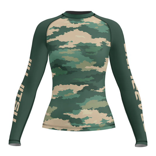 Rashninja Army Green Camouflage Women's Long Sleeve Rash Guard