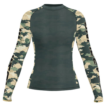 Rashninja Digital Green Camouflage Women's Long Sleeve Rash Guard