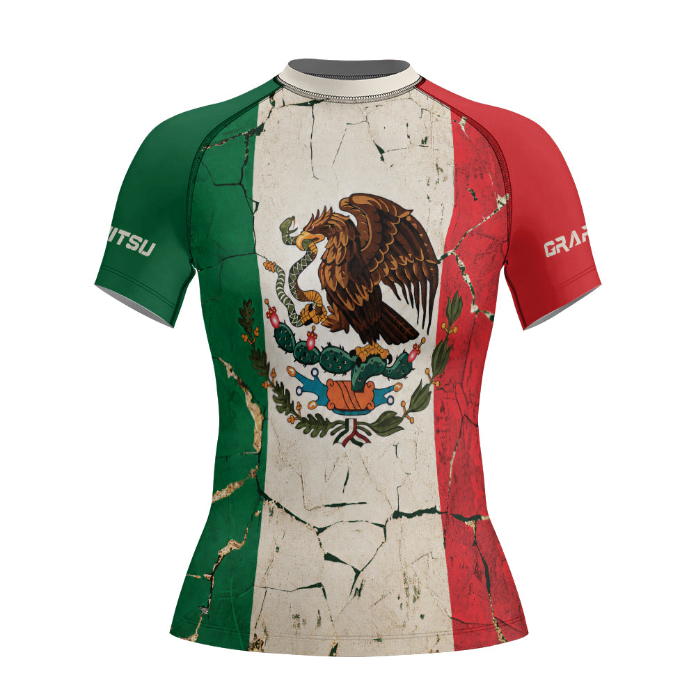 Rashninja Patriot Mexico Flag Women's Short Sleeve Rash Guard
