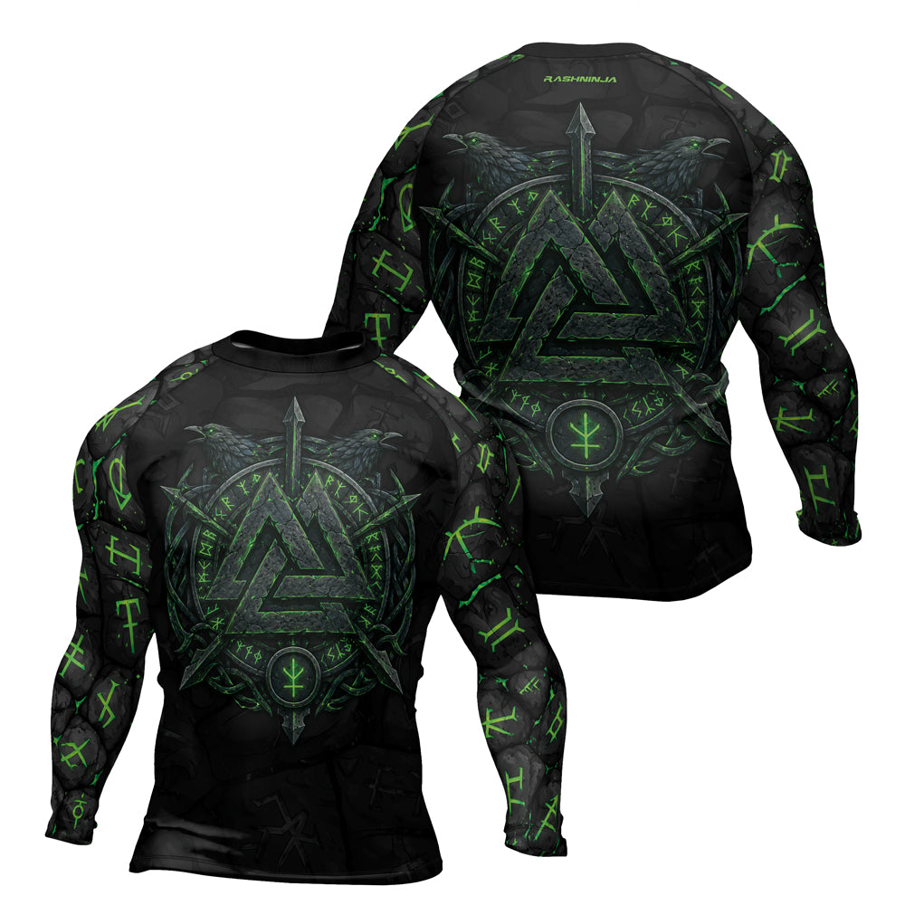 Rashninja Viking Raven Vegvisir Men's Long Sleeve Rash Guard