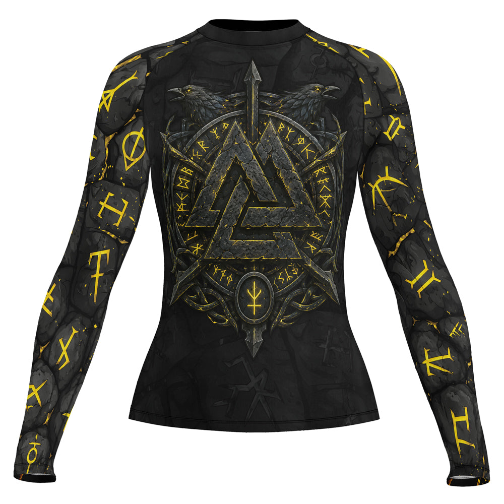 Rashninja Viking Raven Vegvisir Women's Long Sleeve Rash Guard