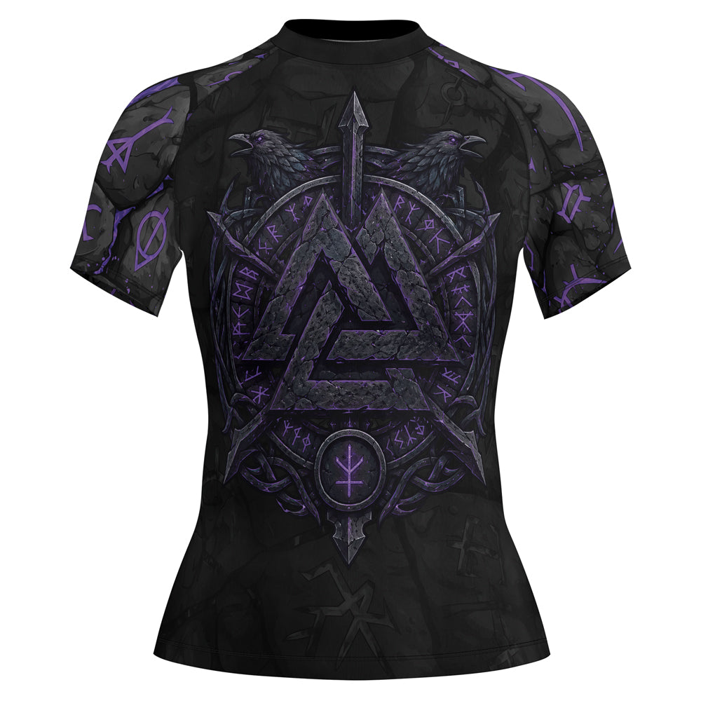Rashninja Viking Raven Vegvisir Women's Short Sleeve Rash Guard