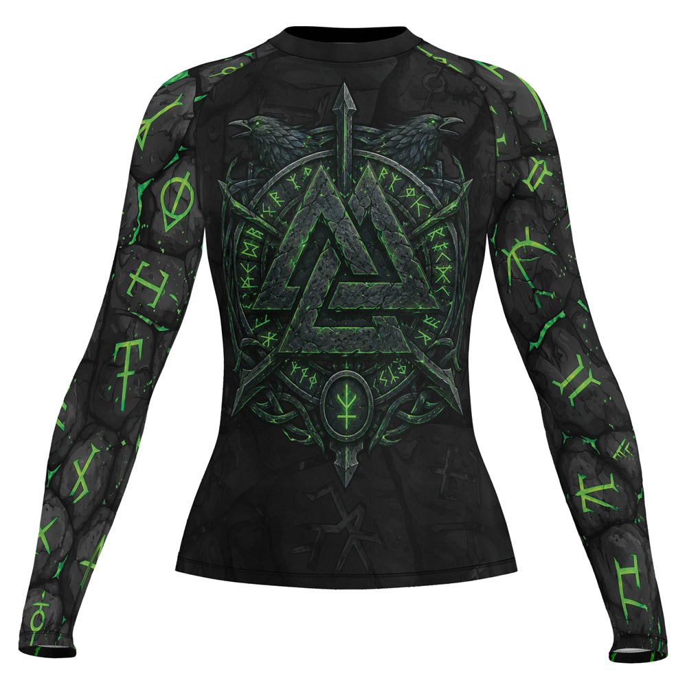 Rashninja Viking Raven Vegvisir Women's Long Sleeve Rash Guard