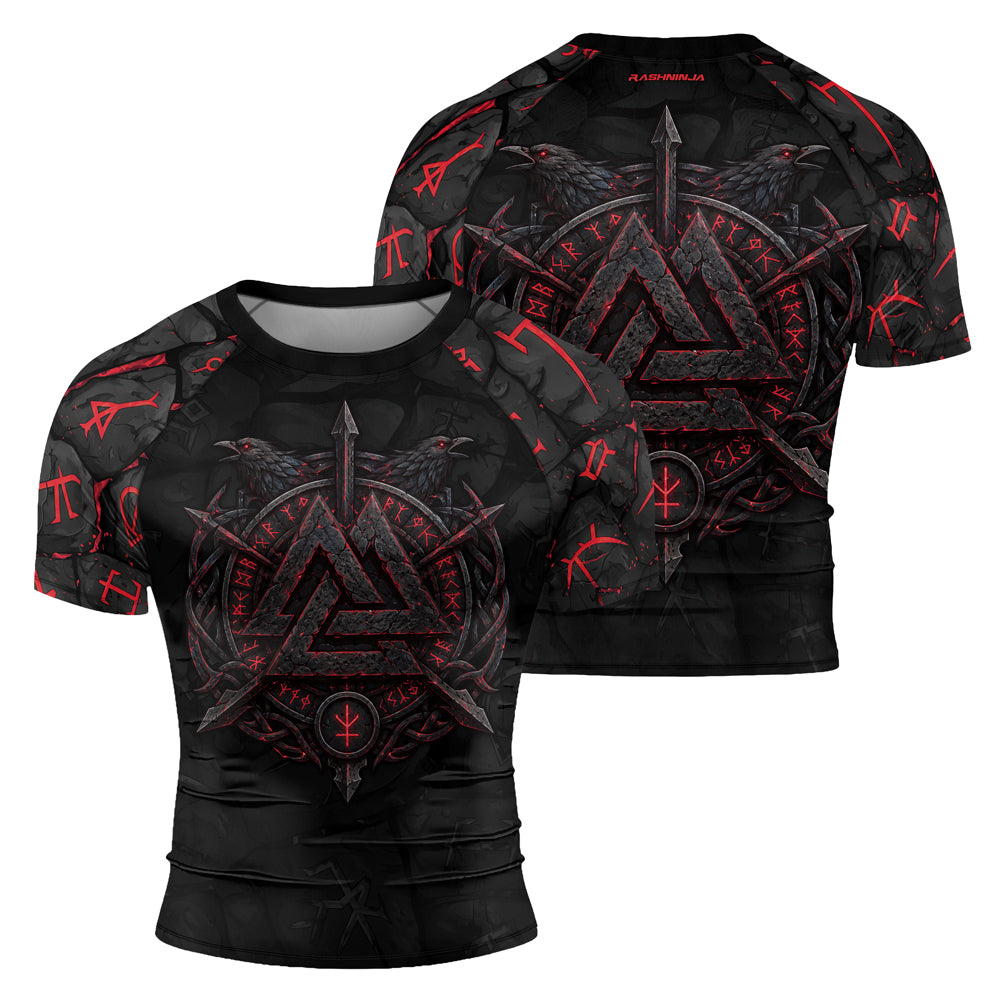 Rashninja Viking Raven Vegvisir Men's Short Sleeve Rash Guard