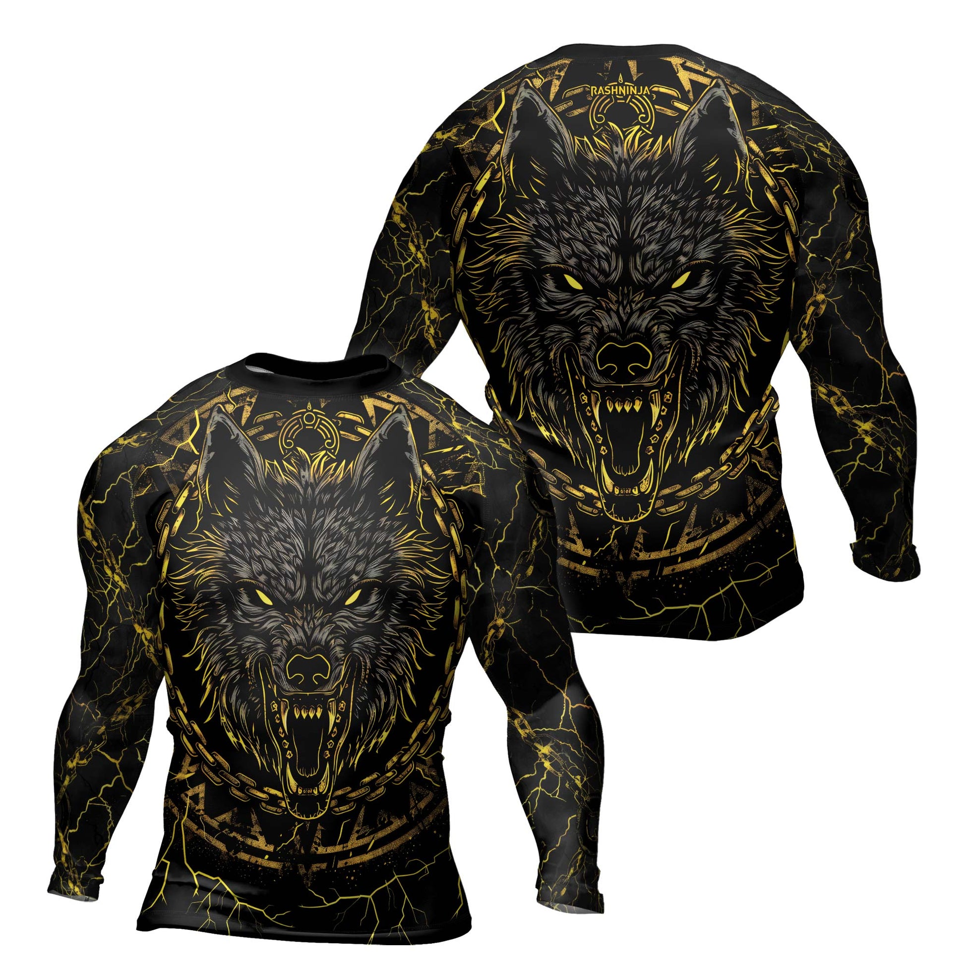 Rashninja Viking Fenrir Wol Men's Long Sleeve Rash Guard