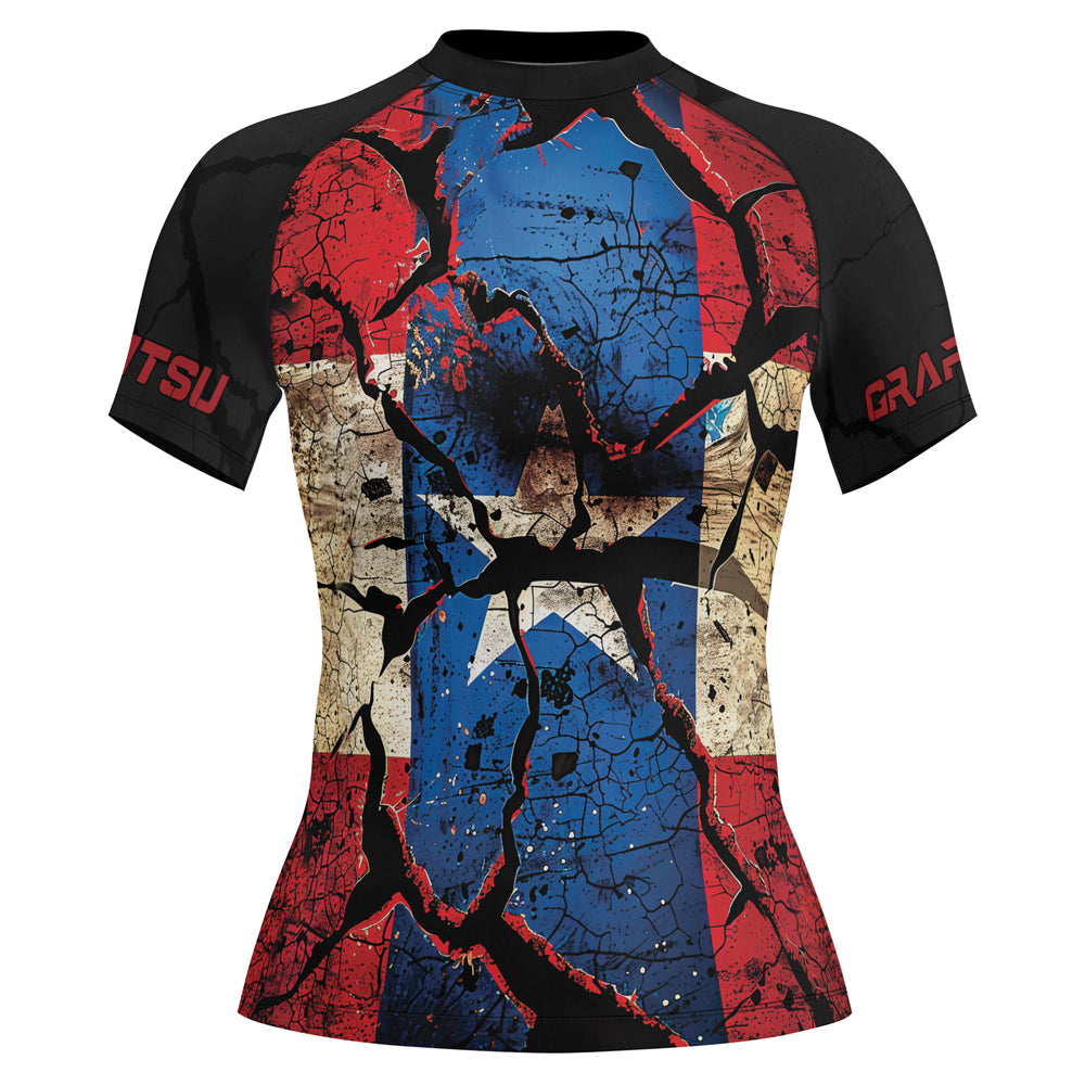 Rashninja Patriot Puerto Rico Flag Women's Short Sleeve Rash Guard