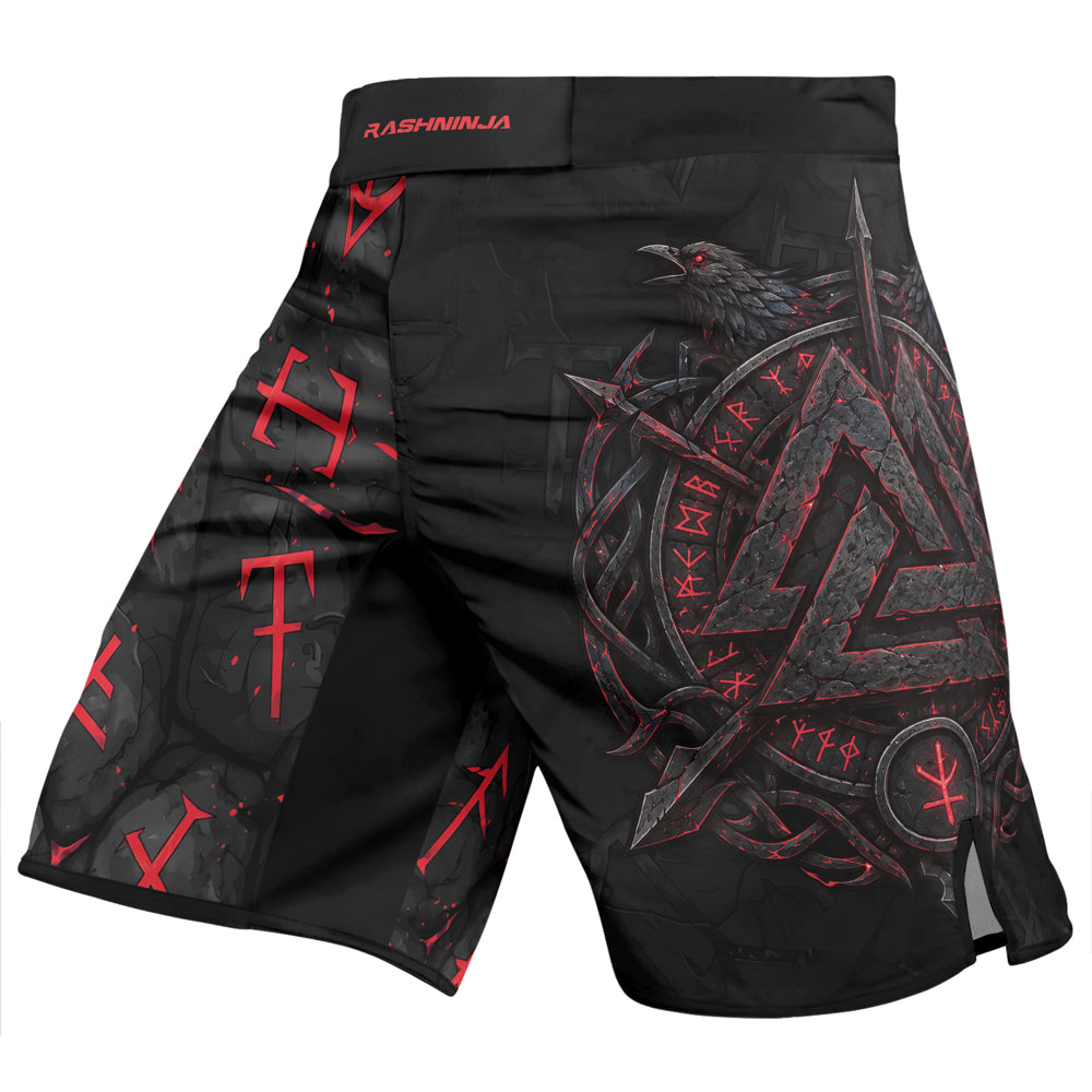 Rashninja Viking Raven Vegvisir Men's Fight Shorts