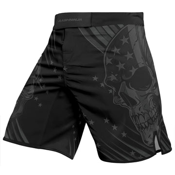 Rashninja Black Patriot Skull Men's Fight Shorts