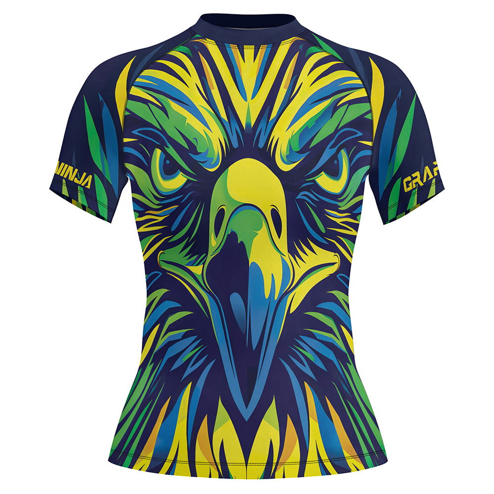 Rashninja Patriot Brazil Flag Women's Short Sleeve Rash Guard