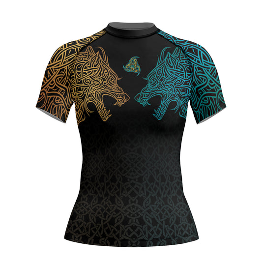 Rashninja Norse Viking Wolf Women's Short Sleeve Rash Guard