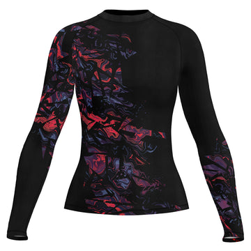 Rashninja Red Cyber Marble Women's Long Sleeve Rash Guard