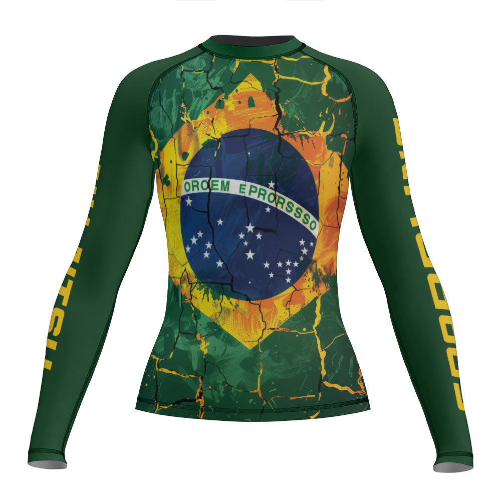 Rashninja Patriot Brazil Flag Women's Long Sleeve Rash Guard