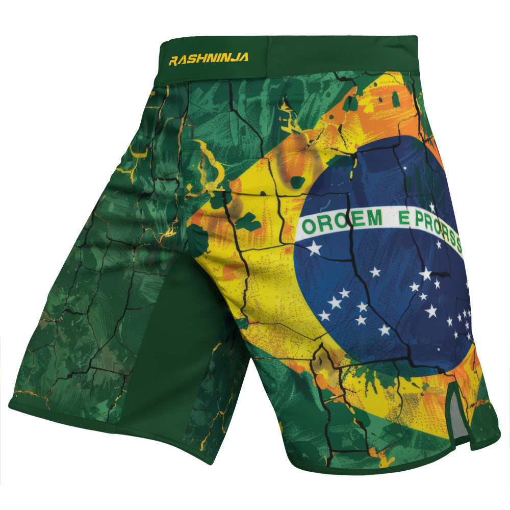 Rashninja Patriot Brazil Flag Men's Fight Shorts