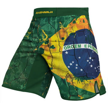 Rashninja Patriot Brazil Flag Men's Fight Shorts