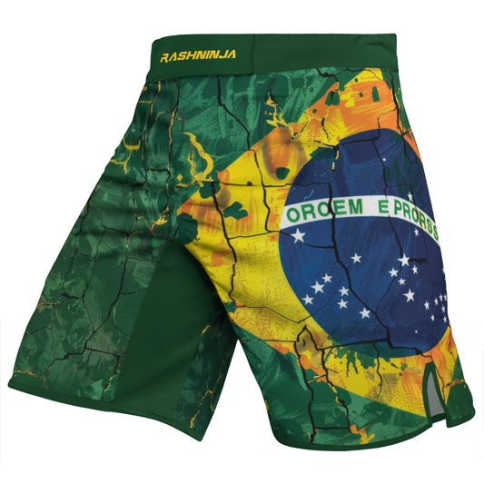 Rashninja Patriot Brazil Flag Men's Fight Shorts
