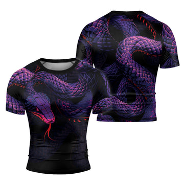 Rashninja Purple Snake Men's Short Sleeve Rash Guard