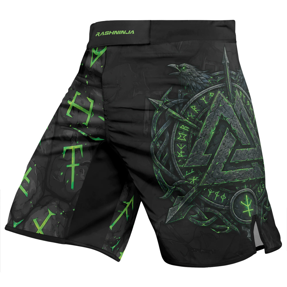 Rashninja Viking Raven Vegvisir Men's Fight Shorts
