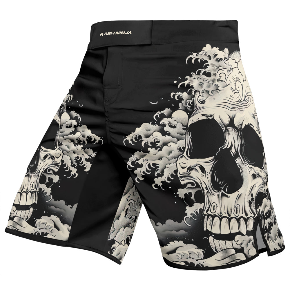 Rashninja Halloween Skull Wave Men's Fight Shorts