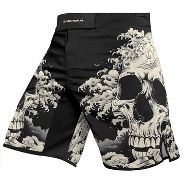 Rashninja Halloween Skull Wave Men's Fight Shorts