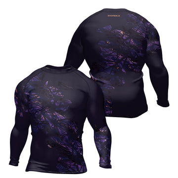 Rashninja Cyber Storm Marble Purple Men's Long Sleeve Rash Guard