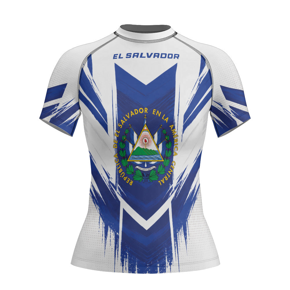 Rashninja Patriot El Salvador Flag Women's Short Sleeve Rash Guard