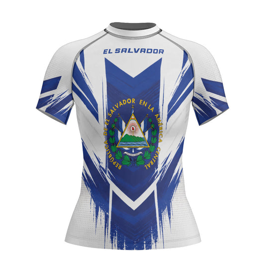 Rashninja Patriot El Salvador Flag Women's Short Sleeve Rash Guard