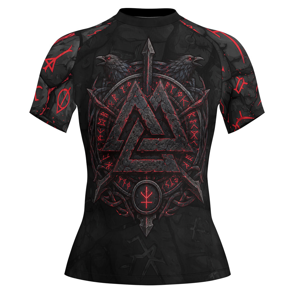 Rashninja Viking Raven Vegvisir Women's Short Sleeve Rash Guard