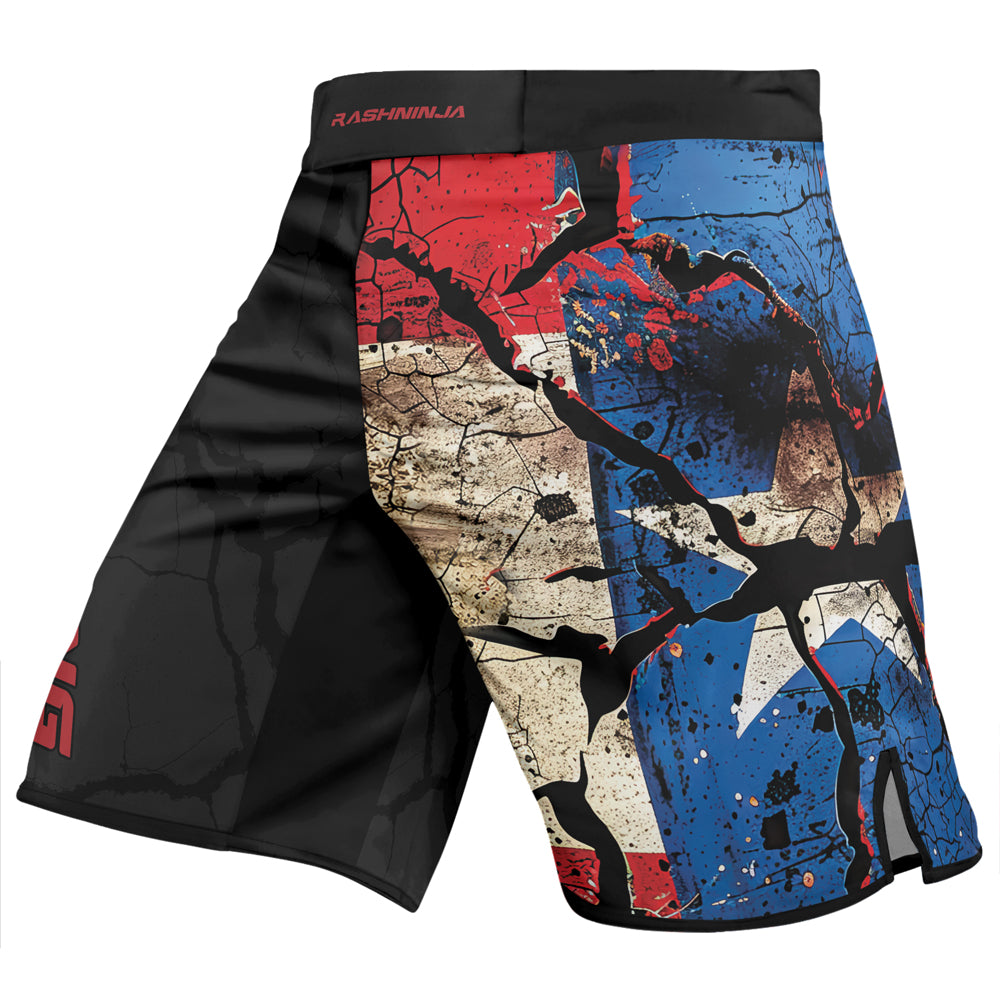 Rashninja Patriot Puerto Rico Flag Men's Fight Shorts
