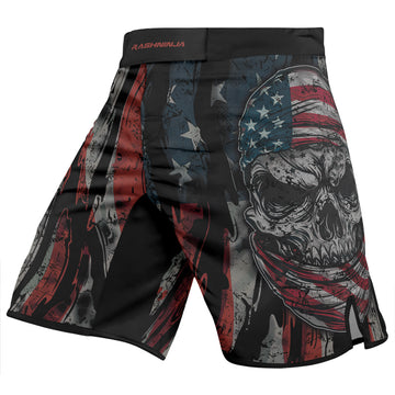 Rashninja Patriot Skull Bandana Men's Fight Shorts