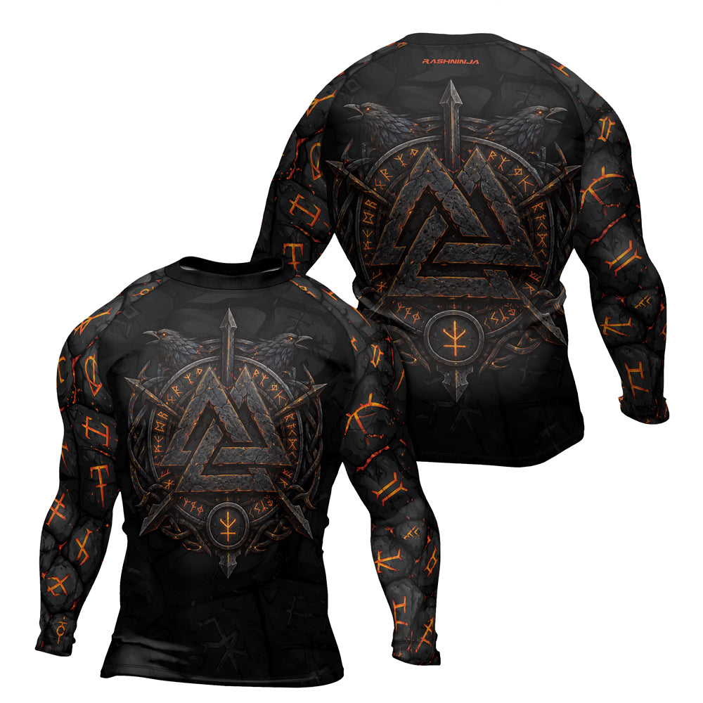 Rashninja Viking Raven Vegvisir Men's Long Sleeve Rash Guard