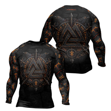 Rashninja Viking Raven Vegvisir Men's Long Sleeve Rash Guard