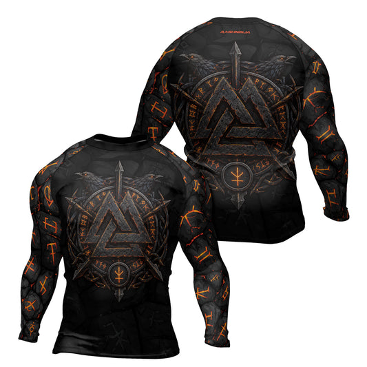 Rashninja Viking Raven Vegvisir Men's Long Sleeve Rash Guard