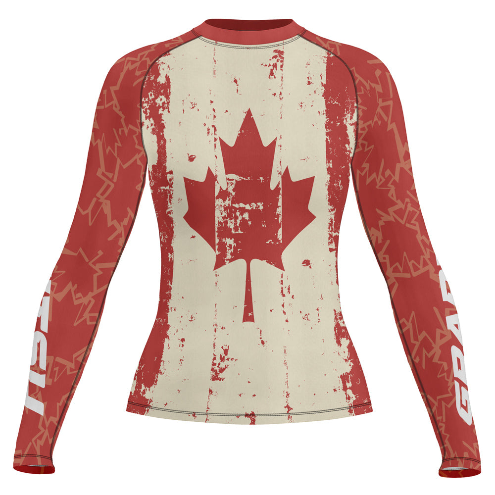 Rashninja Patriot Canada Flag Women's Long Sleeve Rash Guard