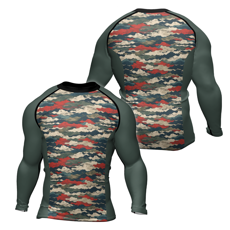 Army Green Rash Guard Rashninja Swiss Army Alpenflage Men's Long Sleeve Rash Guard