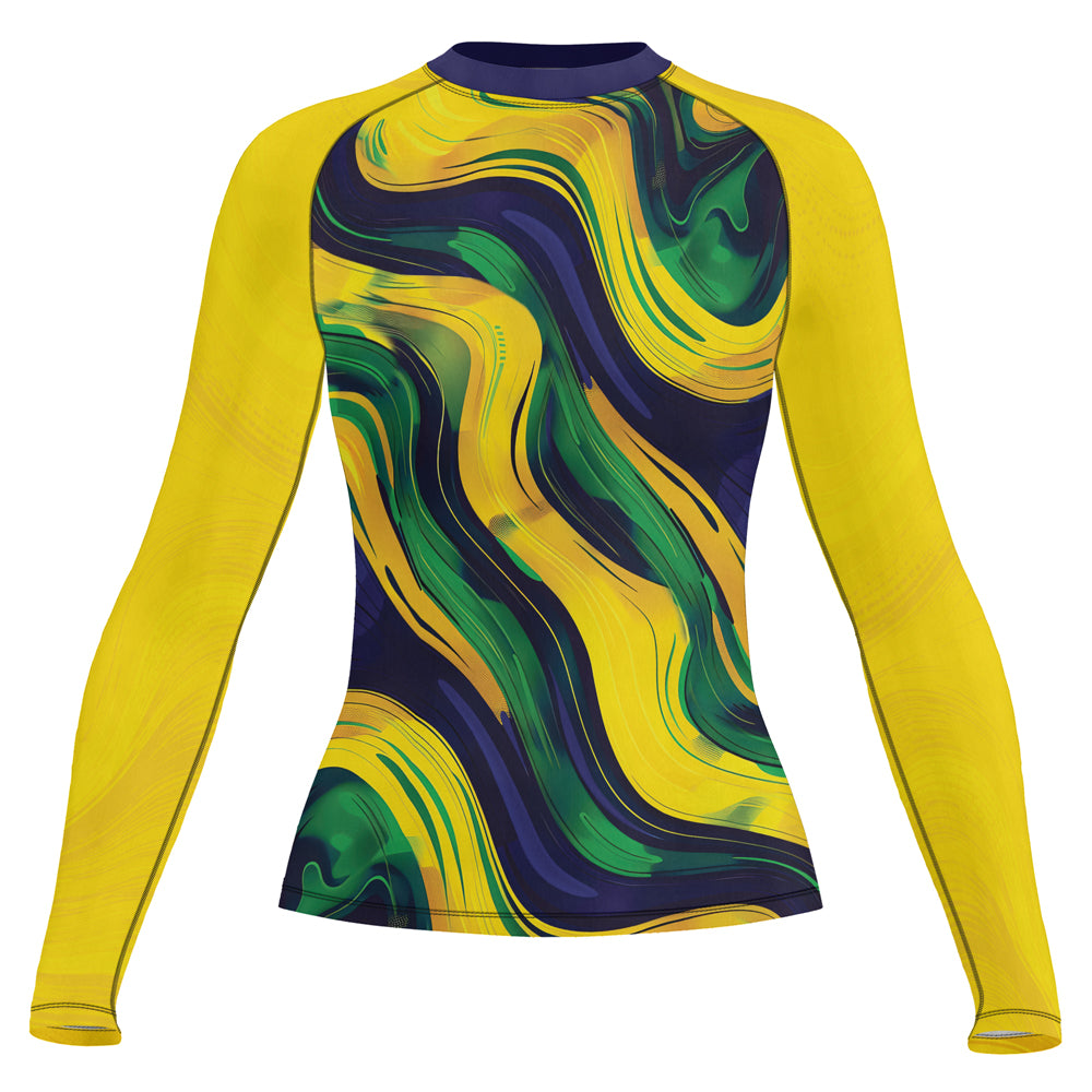 Rashninja Patriot Brazil Flag Women's Long Sleeve Rash Guard