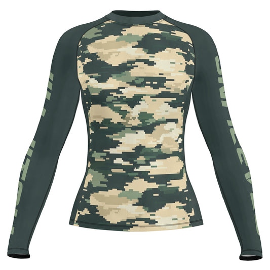 Rashninja Digital Green Camouflage Women's Long Sleeve Rash Guard