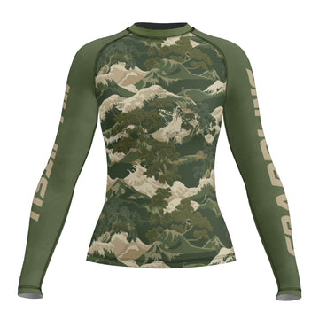 Rashninja Green Wave Camouflage Women's Long Sleeve Rash Guard