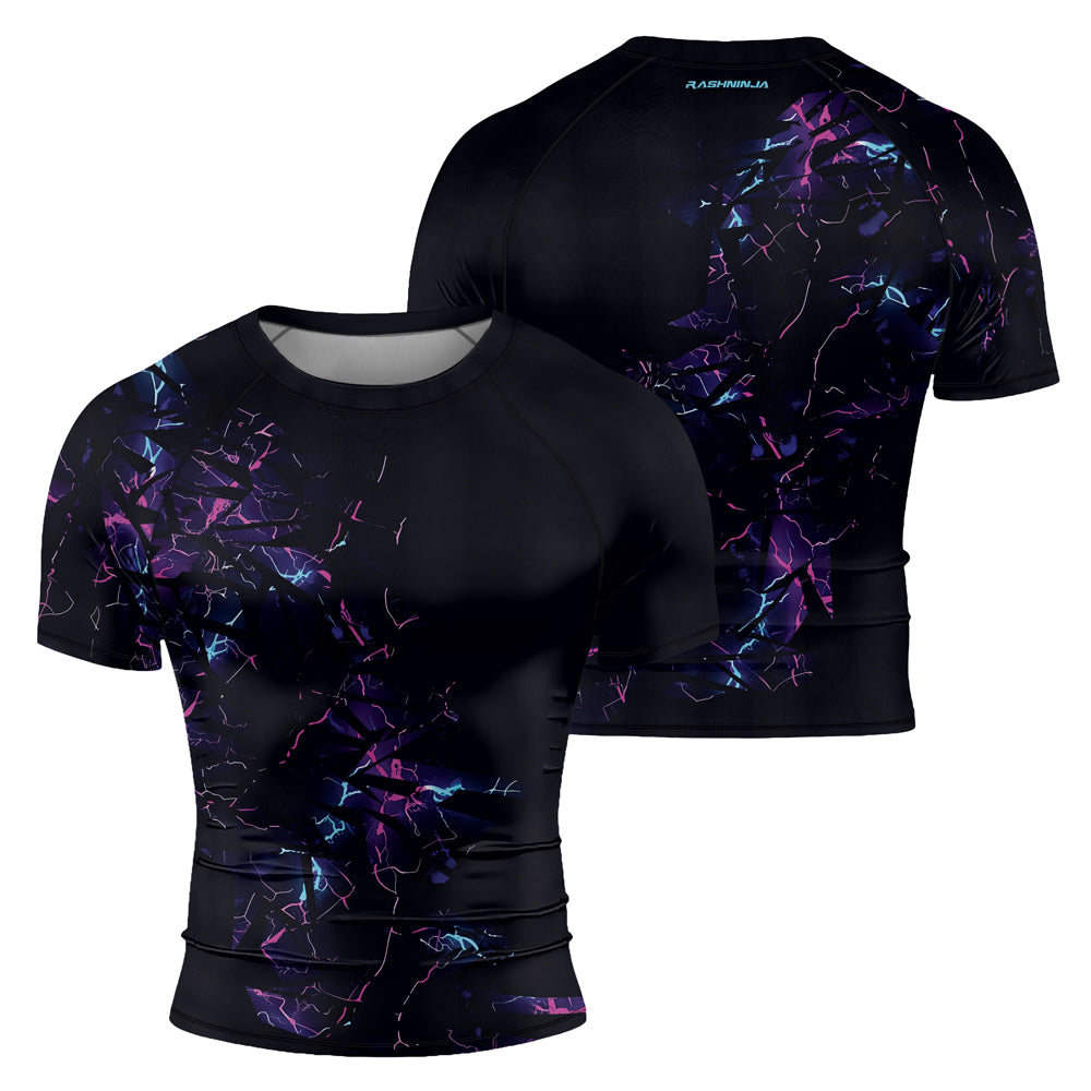 Rashninja Cyber Lightning Men's Short Sleeve Rash Guard