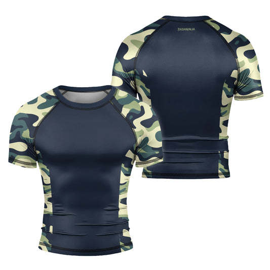 Rashninja Dark Green Camouflage Men's Short Sleeve Rash Guard