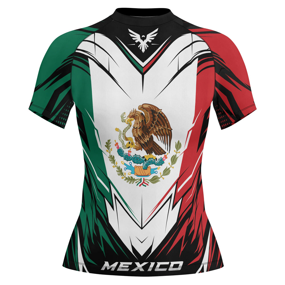 Rashninja Patriot Mexico Flag Women's Short Sleeve Rash Guard